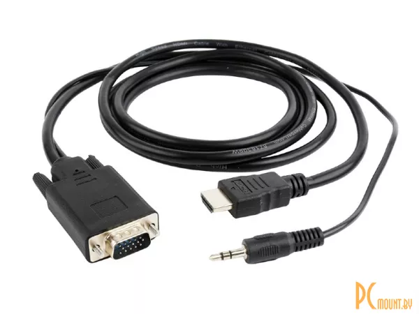 Кабель-переходник HDMI to VGA +3.5audio, Gembird A-HDMI-VGA-03-10M, 10m, Black
